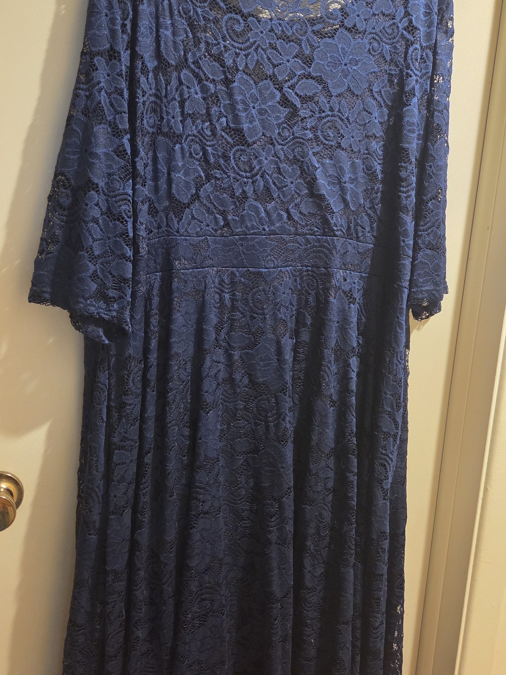 Lace 3/4 Sleeve Blue Dress (Approx 24W) NWOT - Picture 2 of 6